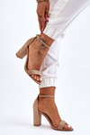 Classic Suede Heel Sandals Beige Amina