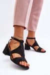 Black Low Heel Sandals Eleriva