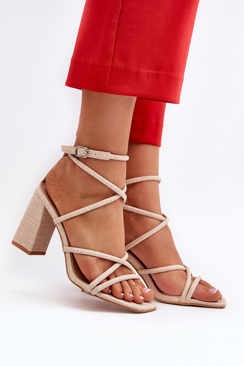 Beige Strappy Wedge Sandals Herfiana