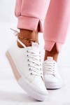 Women's Leather Sneakers White-Beige Mikayla