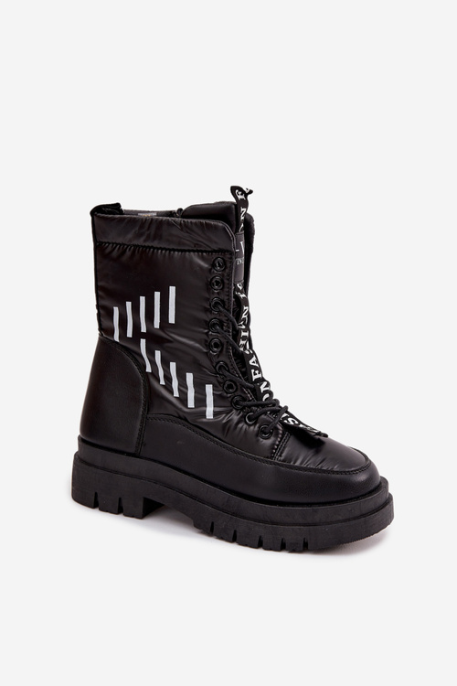 Women's Lace-Up Snow Boots Vinceza 23-34586 Black