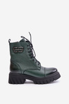 Zazoo 60486 Leather Ankle Boots Workwear Insulated Dark Green