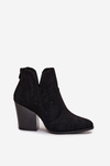 Perforated Women's Ankle Boots on Heel S.Barski HY51-060 Black