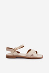 Flat Women's Sandals Made of Eco Leather S.Barski KV27-003 Beige
