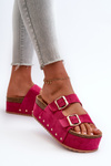 Women's Platform Sandals with Buckles Fuchsia Cremila