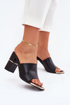 Elegant women's sandals on a heel black Raiza