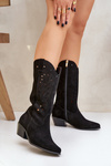 Suede Boots With Cutout Shaft Black Zazoo 3609