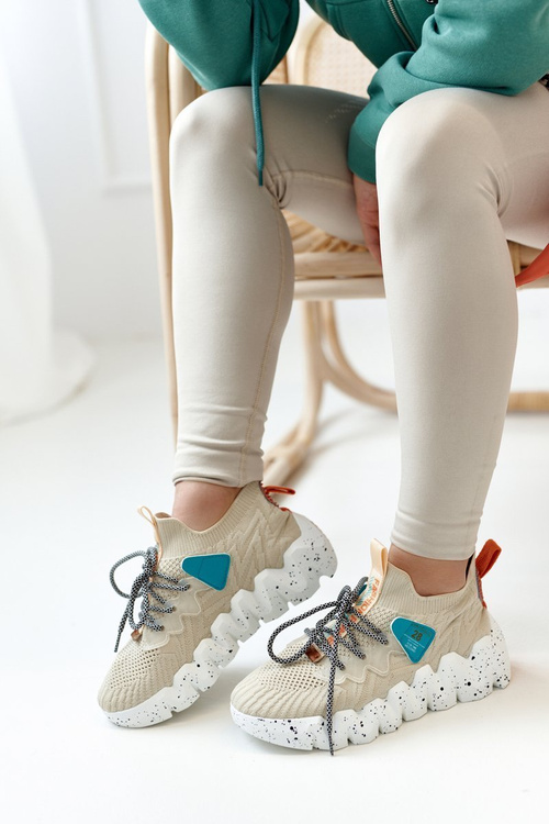 Women's Sport Sock Shoes Beige Fashion Pioneer