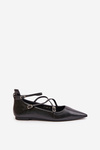 Women Ballerinas With Pointed Toes And Intertwined Straps Black Violra