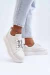Women's Leather Sneakers with Decorations White Dysuria