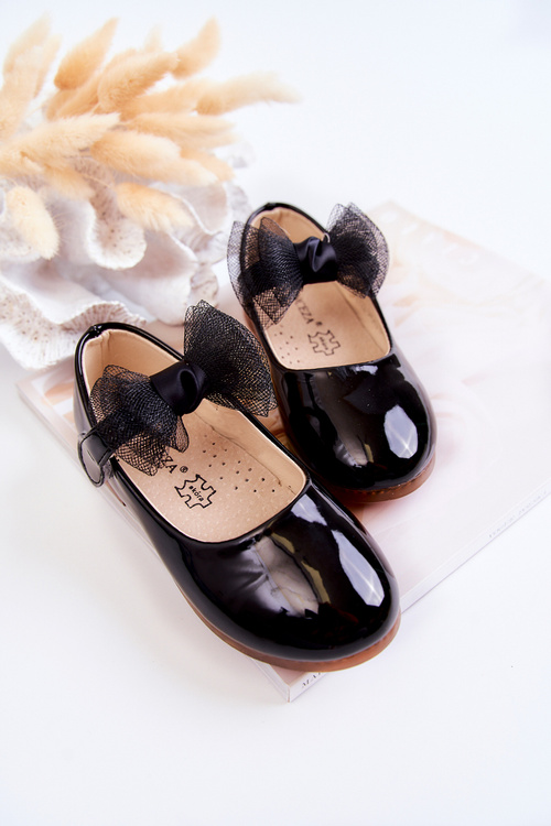 Lacquered Children's Ballerinas With Velcro Black Carla