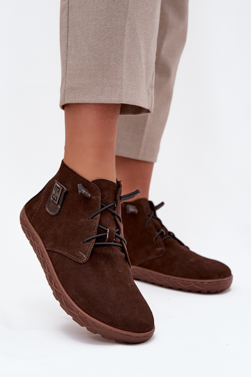 Suede Women's Barefoot Loafers with Decorative Detail Zazoo 30072 Chocolate