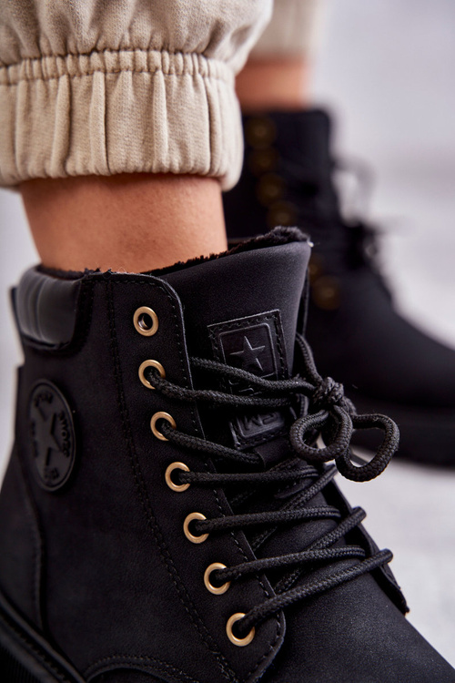 Leather Warm Boots Black Felizia Trappers