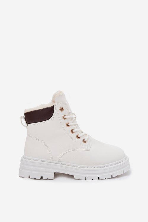 Women's Insulated Ankle Boots With Zip White Tharika