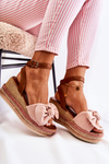 Sandals Suede Wedge Pink Natina