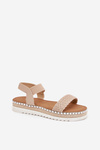 Ladies Sandals With Braiding On Decorated Platform Beige Velara