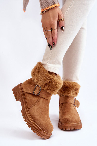 Women's Suede Zipper Boots With Fur Camel Conquer