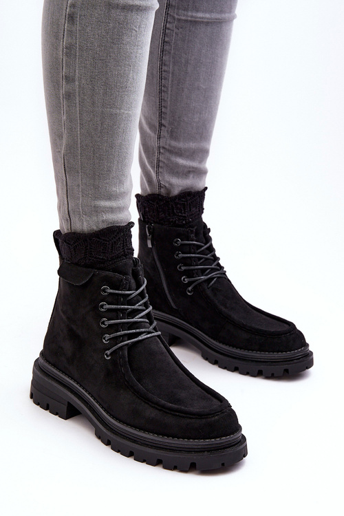 Women's Trapper Boots With Zip Black Apolosi
