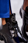Laquered Lace-up Boots With Cutouts Black Fabiana