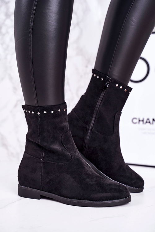 Women's Insulated Boots On A Wedge Suede Black Performance