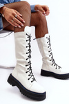 Leather Lace-up Boots With a Zip White Zoraida
