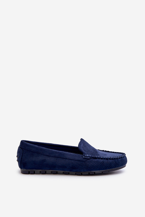 Women's Navy Suede Moccasins Ranica