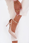 Patent leather high heels with eco leather beige Fionnel