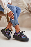 Buty Sportowe Skóra Platforma Maciejka 06191-05 Fioletowe