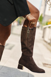 Women's heeled boots made of eco suede brown Lyvienne