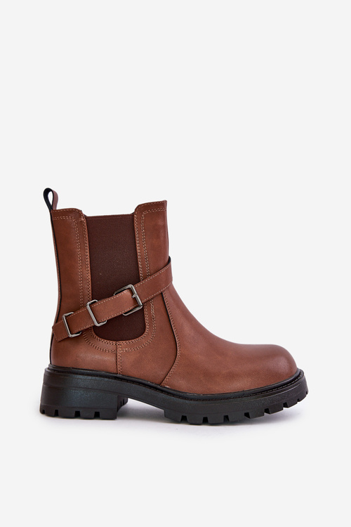 Leather Insulated Ankle Boots With Strap Brown Sergio Leone TR719-S