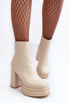 Women's High Heel and Platform Boots Light Beige Sandstra