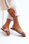 Women's Sandals with Woven Strap on Flat Heel Beige Radians