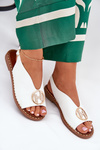 Flat Elegant Sandals With Decoration White Iseliria
