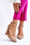 Elegant Suede Heel Pumps Beige Kaliya