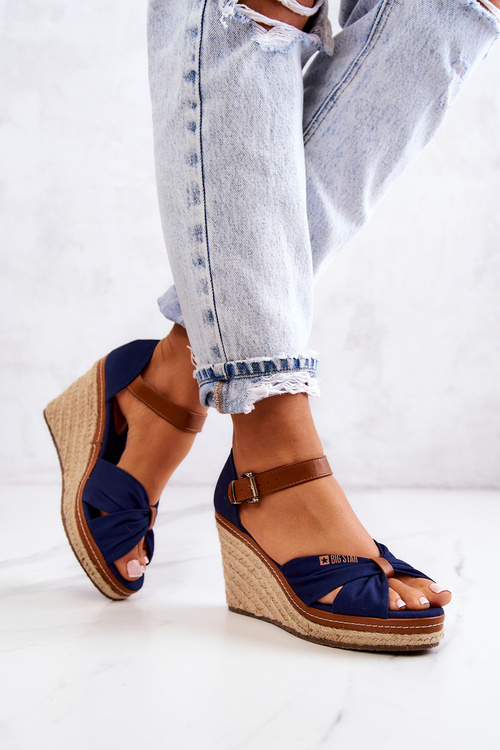 Women's Sandals On Wedge Big Star JJ274938 Navy blue