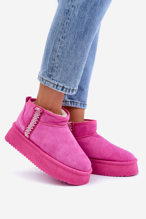 Platform Snow Boots With Pattern Pink Udra