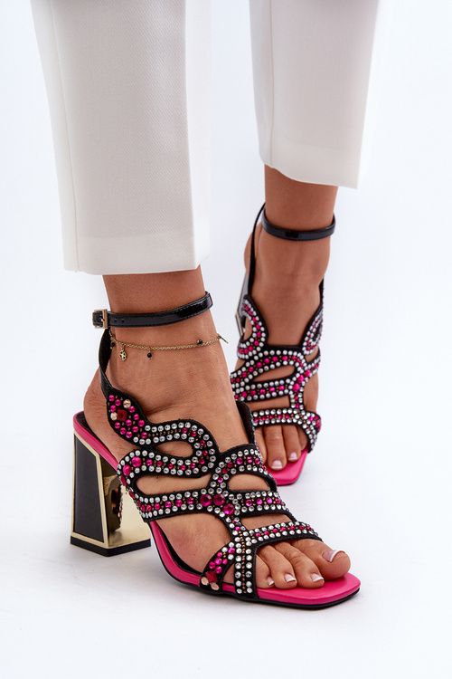 Decorated Women's Sandals with Heel D&A CR952 Black