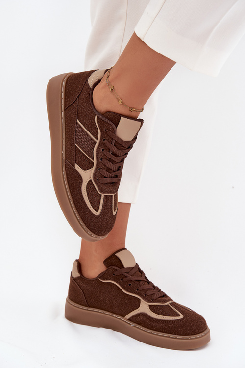 Damskie Sneakersy Niskie Brązowe Brenelle