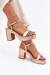 Eco Leather Sandals On Heel Rose Gold Lillita