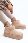 Women's Snow Boots On Platform Light Beige Mennja
