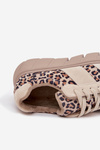 Suede Insulated Women's Sneakers On Chunky Platform Vinceza 66841 Leopard Beige