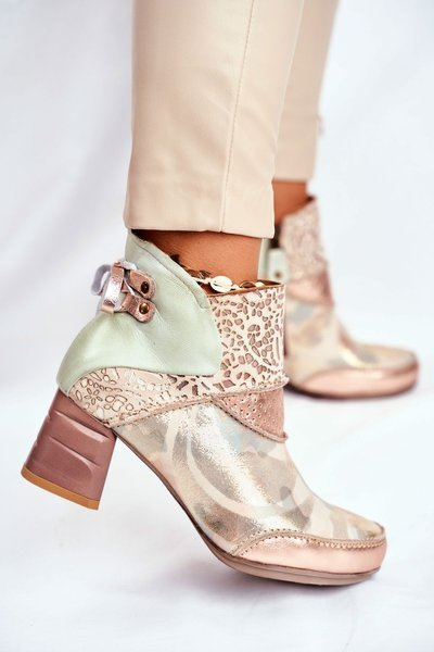 Women’s Boots On High Heel Maciejka Leather Beige 03410-04
