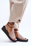 Zazoo 2743 Suede Wedge Sandals Beige