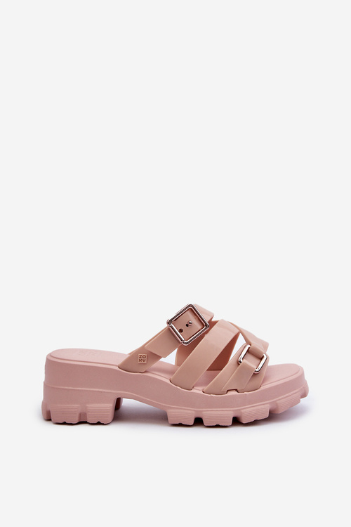 Klapki Pachnące Damskie Na Niskim Obcasie Jasnoróżowe ZAXY NN285044