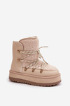 Ladies Platform Snow Boots With Lacing Light Beige Riaviana