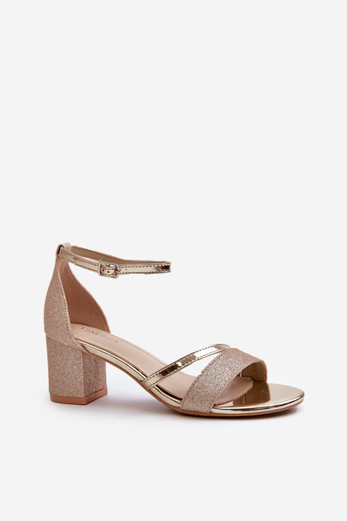Women's Low Heel Glitter Sandals Gold Ploemis