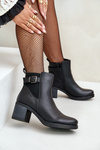 Warm Heeled Boots Eco Leather With Buckle Black Eriliana