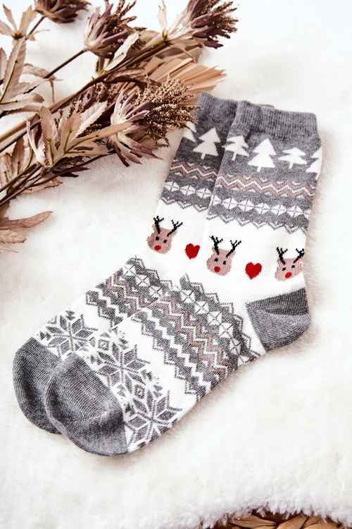 Socks Christmas pattern Grey and white