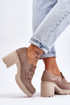 Arabell Suede Chunky Heel And Platform Shoes Dark Beige