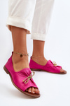 Zazoo 2660 Women's Leather Ballerina Flats Fuchsia